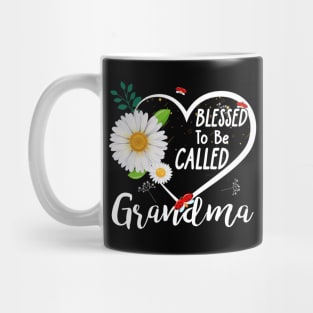 Blessed To Be Called Grandma Tee Proud Grandma Shirt Womens Funny Letters Printed Grandmother Mug